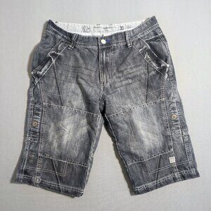 Private Member Capri short men's size 30 stone washed grey cargo style denim